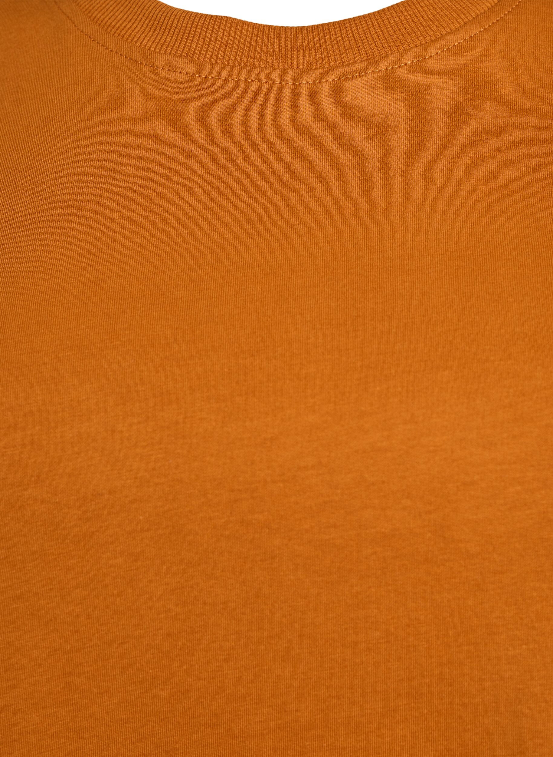 ZizziBasic T-skjorte i bomull med rund hals, Orange, Packshot image number 2
