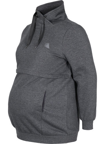 Genser til gravide med ammefunksjon, Dark Grey Melange, Packshot image number 0