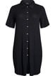 Knelang skjortekjole i jersey med korte ermer, Svart, Packshot image number 0