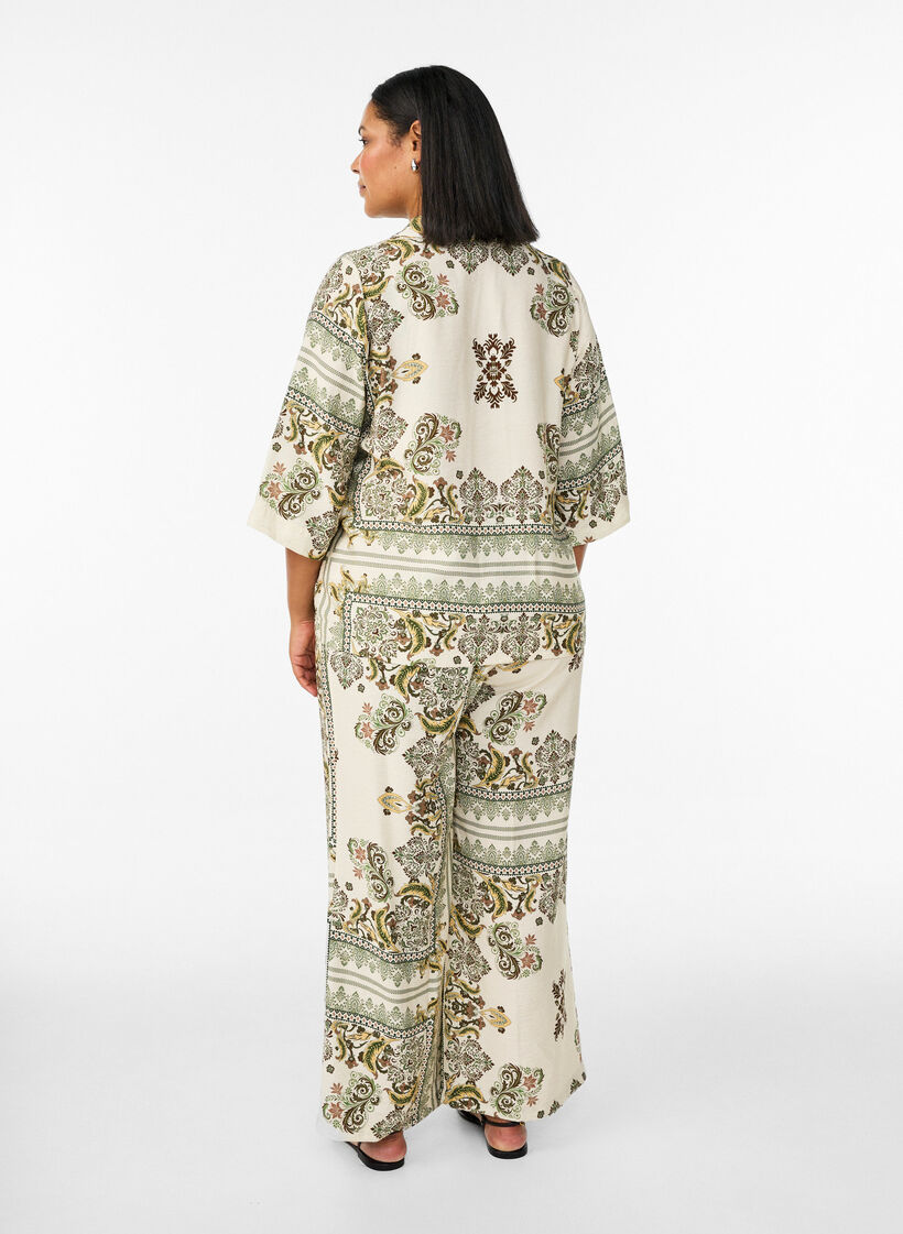 M&oslash;nstrede jeans med vide ben, Gr&oslash;nn, Model image number 2