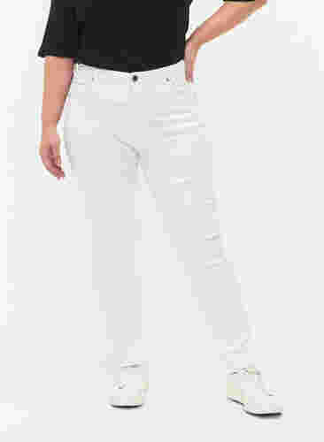 Slim fit Emily jeans med normal høyde i livet, White, Model image number 2