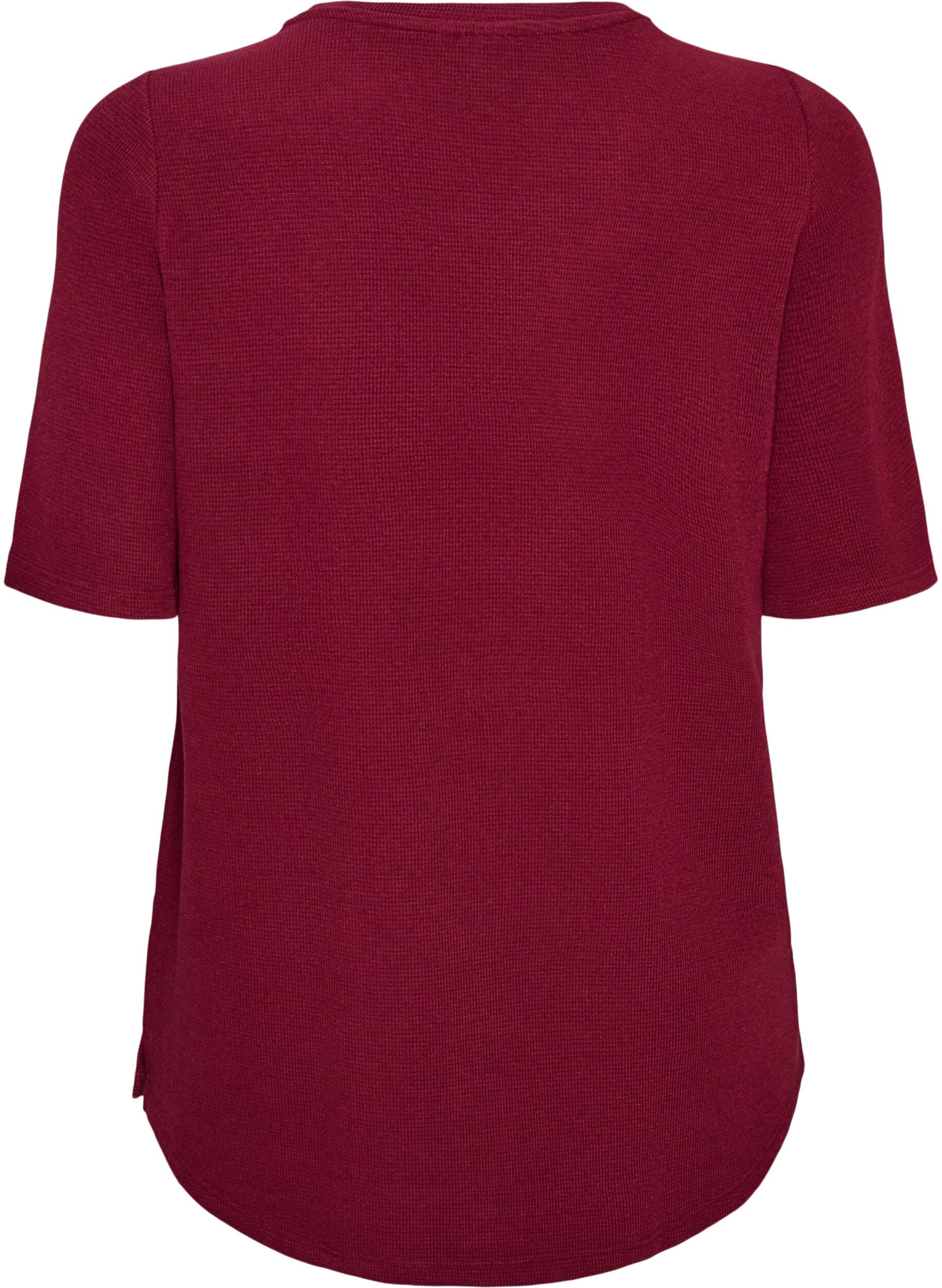 ZizziBluse med tekstur og albuelange ermer, R&oslash;d, Packshot image number 1