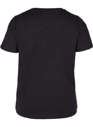 T-skjorte i bomull med trykk, Black, Packshot image number 1