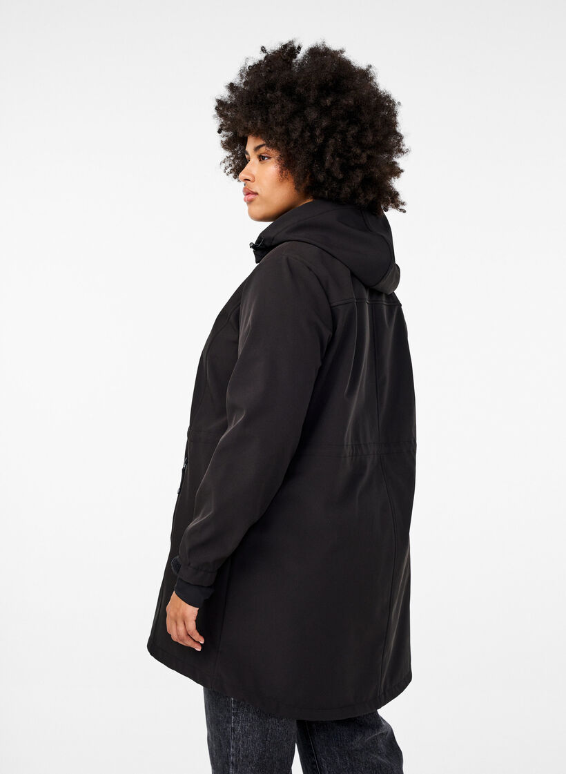 Softshell-jakke med avtagbar hette, Svart, Model image number 2