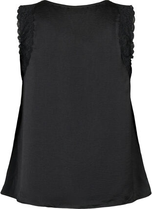 Zizzi Topp med blonder og kryssdetaljer, Black, Packshot image number 1