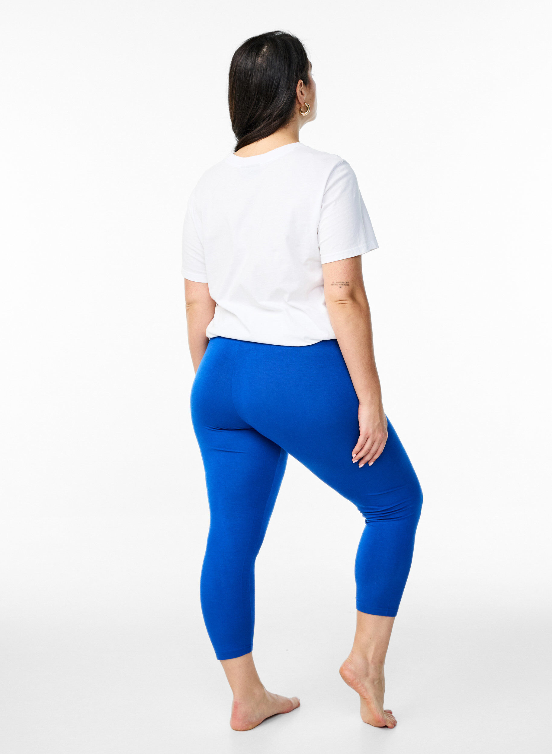 Zizzi Basic 3/4-length viskosetights, Bl&aring;, Model image number 2