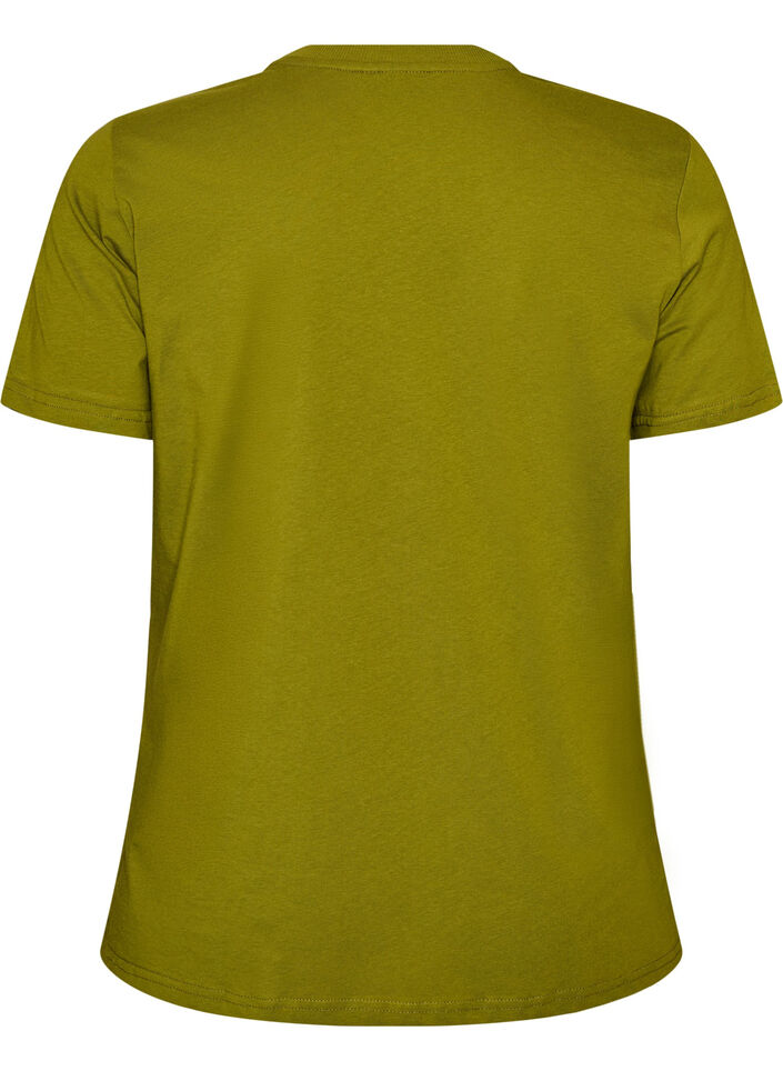 Basic T-skjorte i bomull med rund hals, Gr&oslash;nn, Packshot image number 1