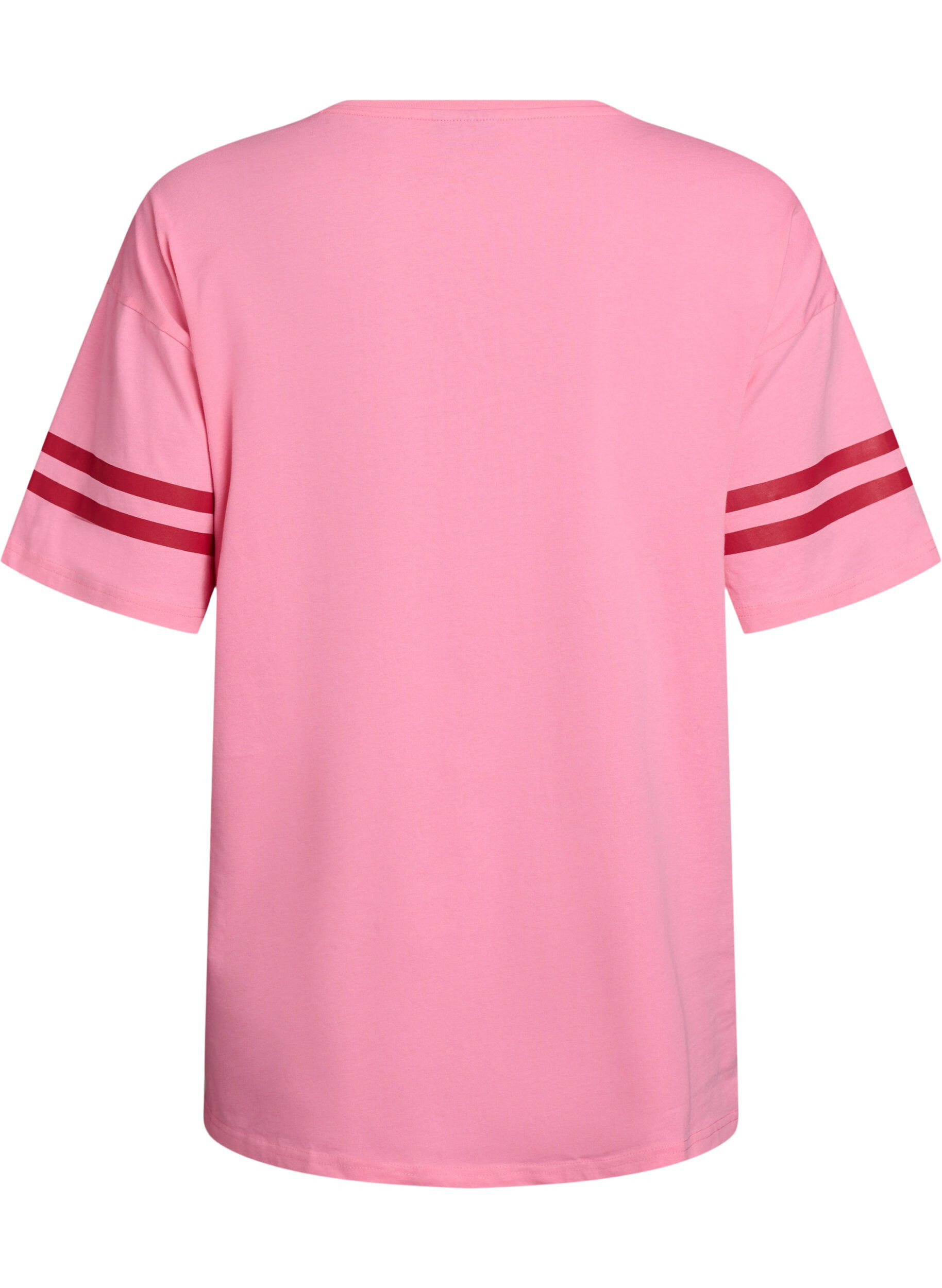 Zizzi Sporty oversized college T-skjorte, Rosa, Packshot image number 1