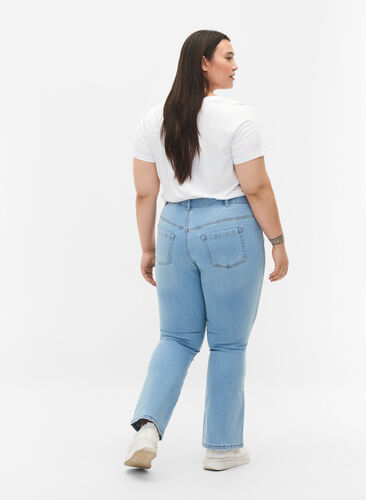 Zizzi Ellen bootcut jeans med høyt liv, Blå, Model image number 1