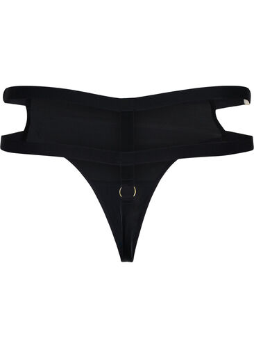 Coated g-streng med string, Black, Packshot image number 1