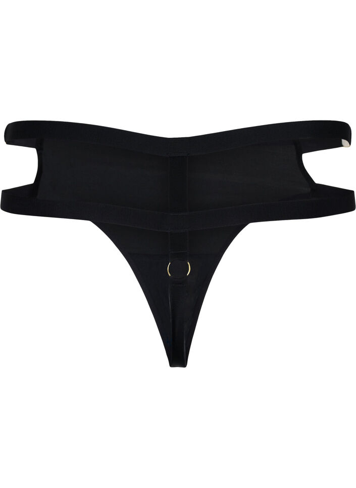 Coated g-streng med string, Black, Packshot image number 1