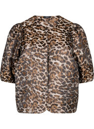 Jacquard Leo jakke med puffede ermer, Brown Leo AOP