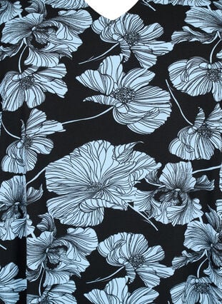 Kjole med V-hals og trykk, Black B. Flower AOP, Packshot image number 2