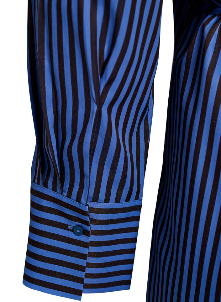 Stripete skjorte med wrap-effekt og et knytebelte, Bl&aring;, Packshot image number 4