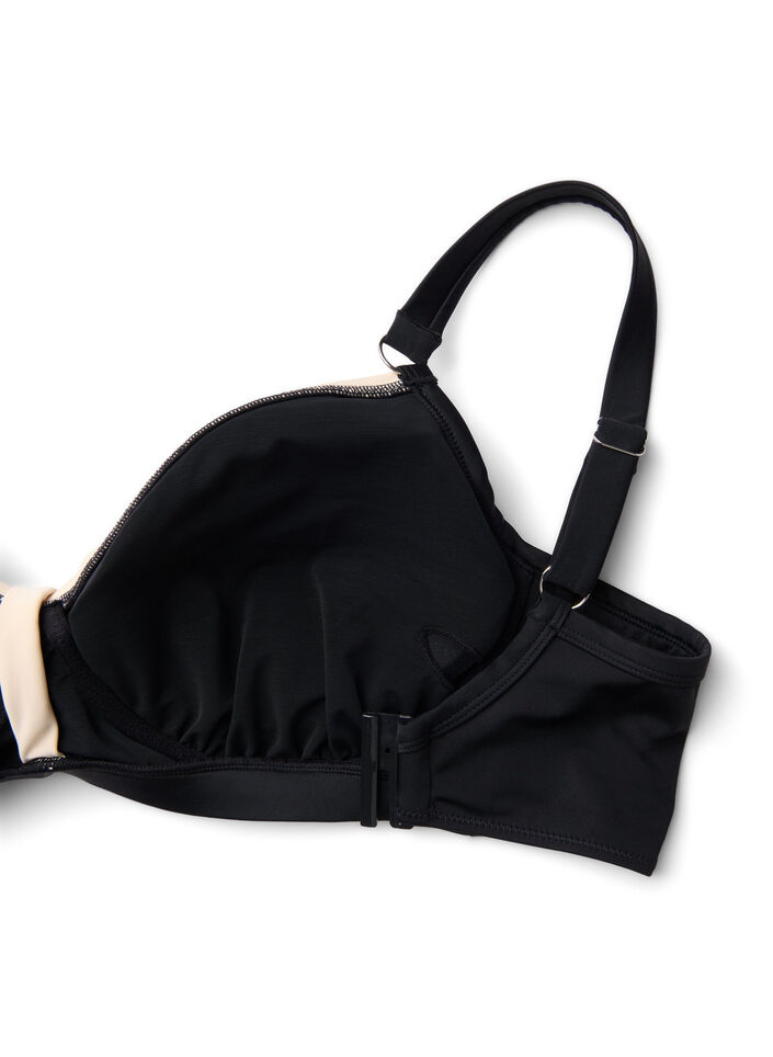 Bikinitopp med rynker og kontrastdetaljer, Black, Packshot