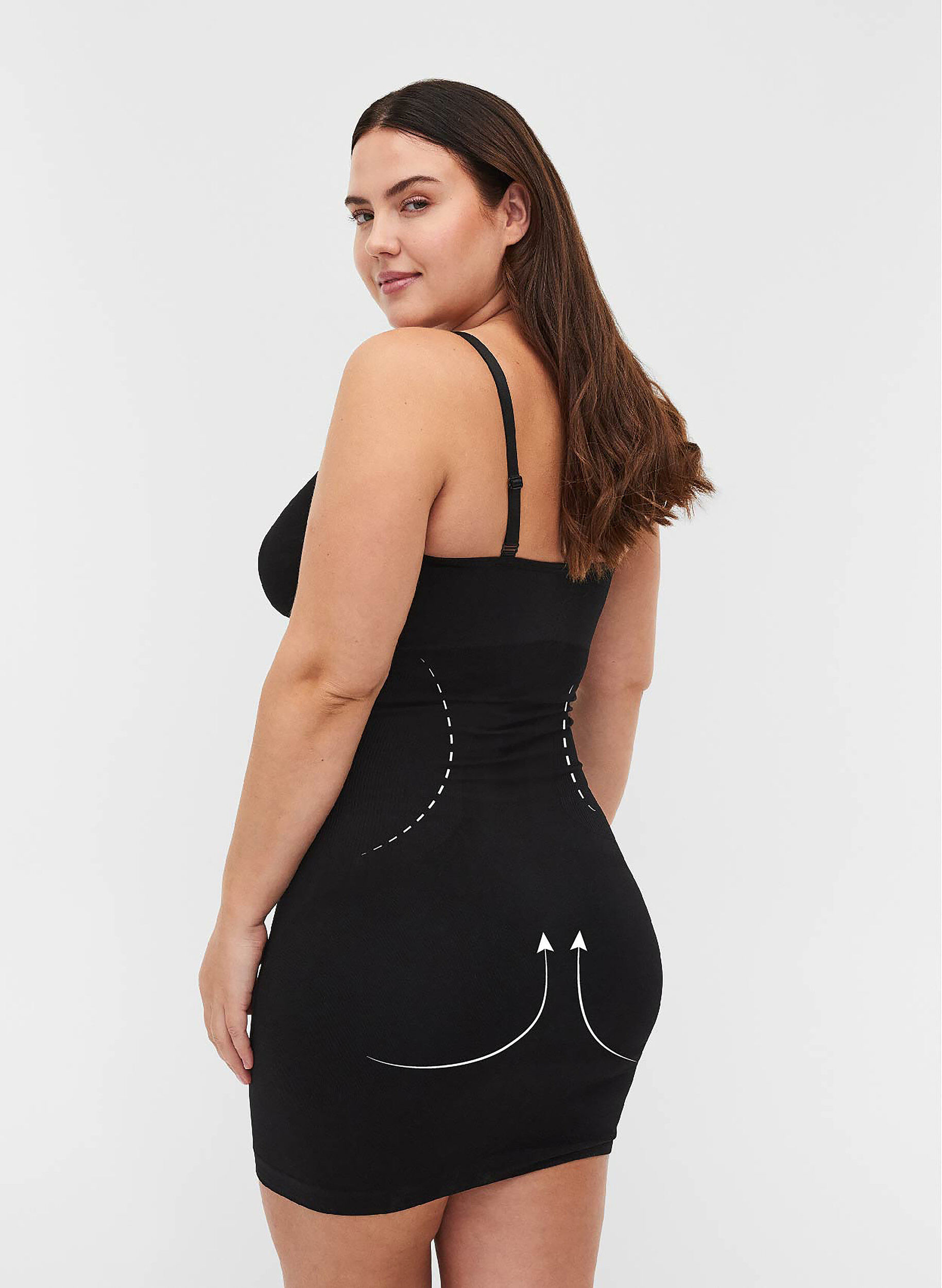 Zizzi Shapewear kjole med tynne stropper, Svart, Model image number 1