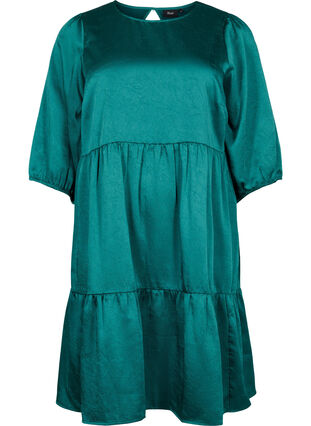 Kjole med ryggdetaljer og 3/4-ermer, Evergreen, Packshot image number 0