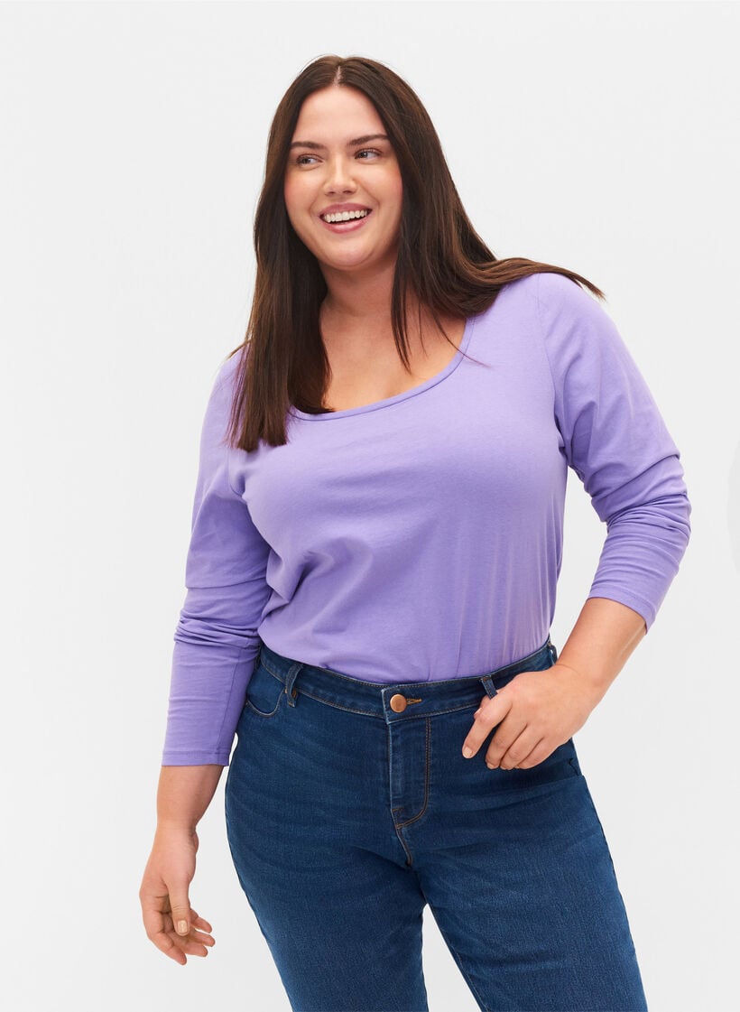 Basisgenser i bomull, 2 stk., Paisley Purple/Black, Model image number 0