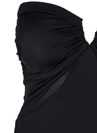 Zizzi Badedrakt med V-detalj og rynker, Svart, Packshot image number 2