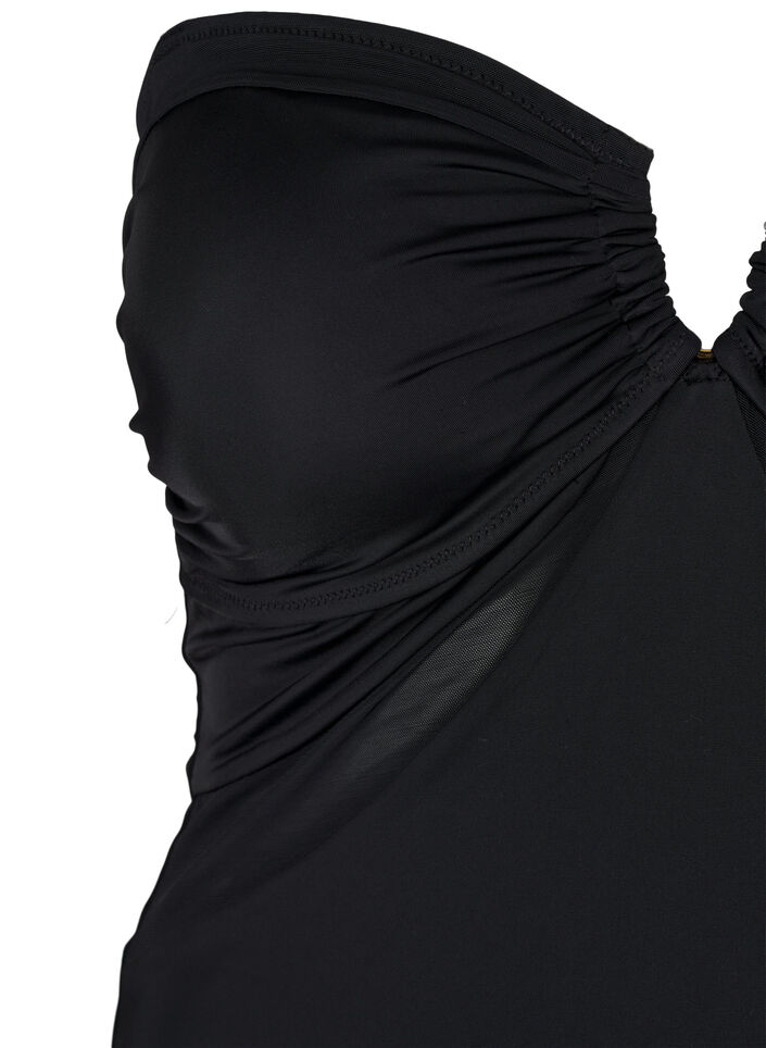 Badedrakt med V-detalj og rynker, Svart, Packshot image number 2