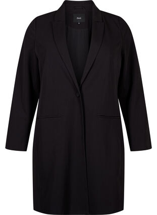 Zizzi Klassisk lang blazer, Black, Packshot image number 0