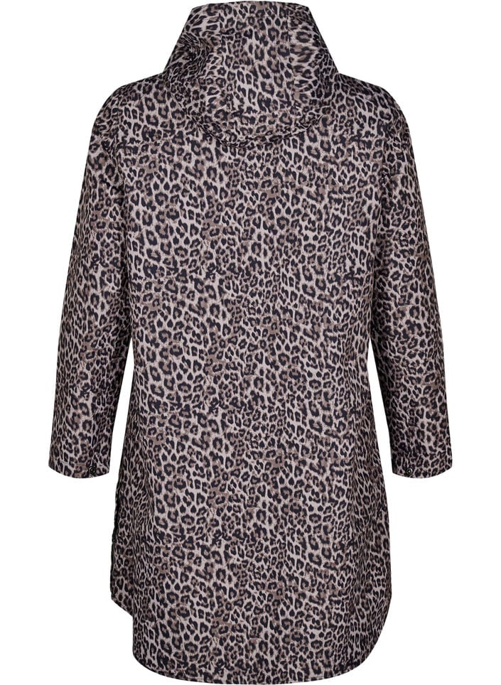 Regnjakke med lommer og hette, Brun, Packshot image number 1