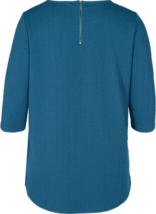 Bluse med struktur og 3/4-ermer, Majolica Blue, Packshot image number 1