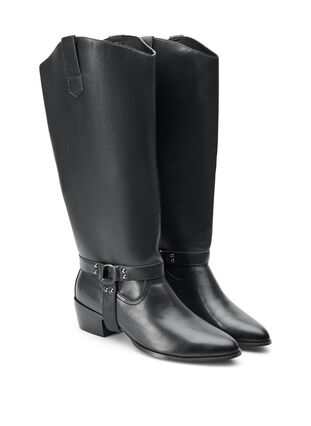 Zizzi Wide fit - Lang støvel med avtakbart skaft, Black, Packshot image number 1