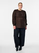 Langermet bluse med hullbroderi, Brun, Model image number 1