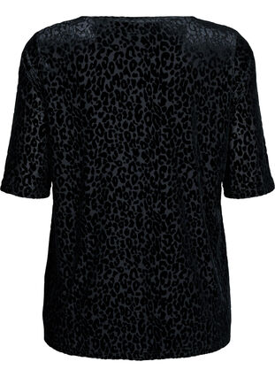 Zizzi Kortermet bluse med leopardmønster, Black, Packshot image number 1