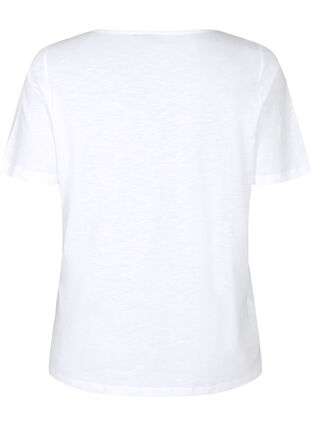 T-skjorte av bomull med blondekant, Bright White, Packshot image number 1