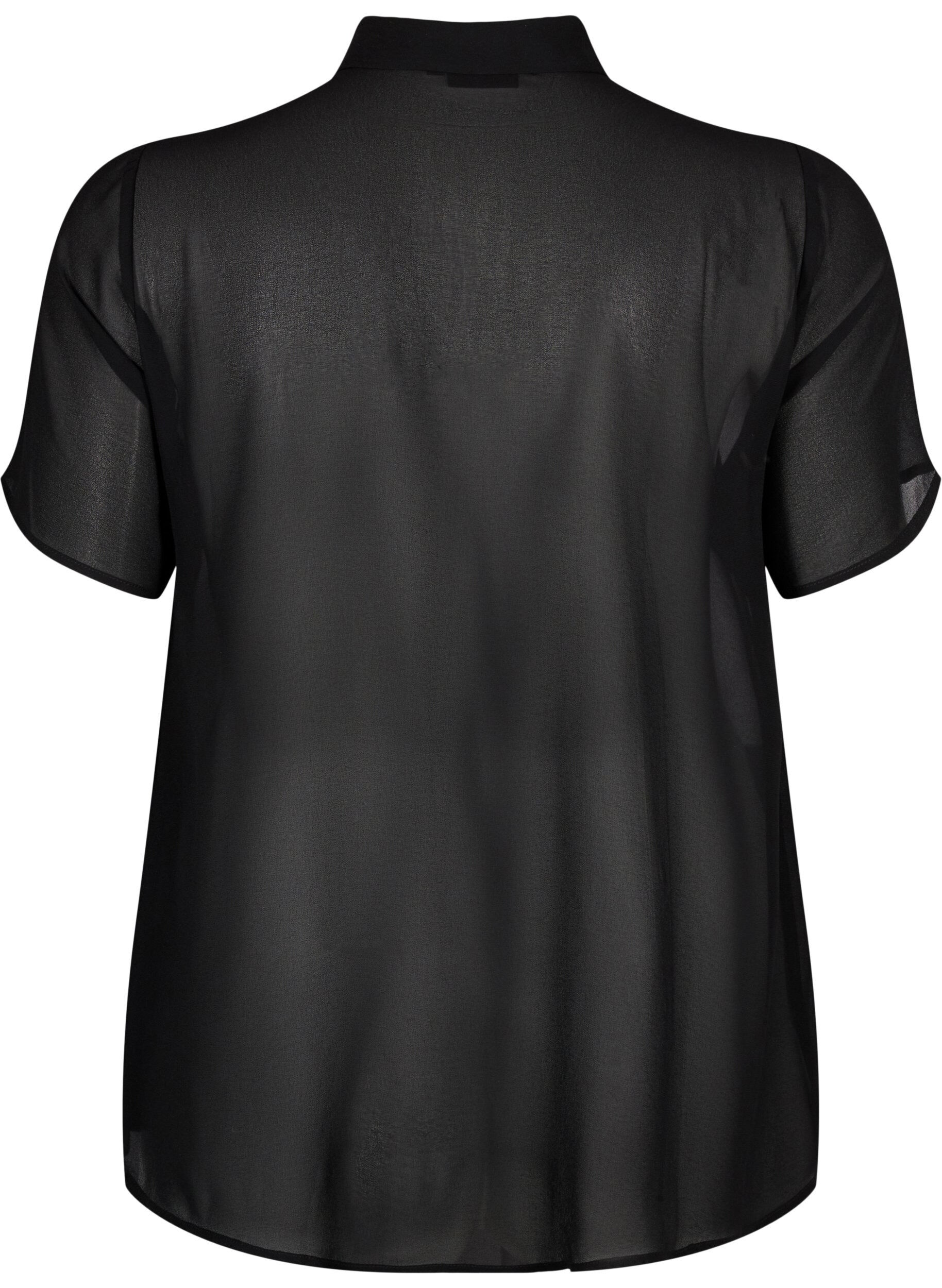 Zizzi Kortermet skjortebluse med volanger, Black, Packshot image number 1