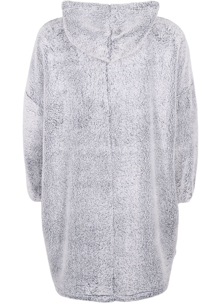 Oversized teddykjole med lomme, Grey Melange, Packshot image number 1