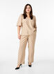 Bluse med løse ermer og v-hals, Beige, Model image number 1