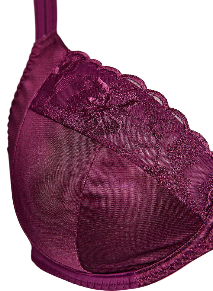 Heldekkende BH med høy støtte og blonder detaljer, Lilla, Packshot image number 2