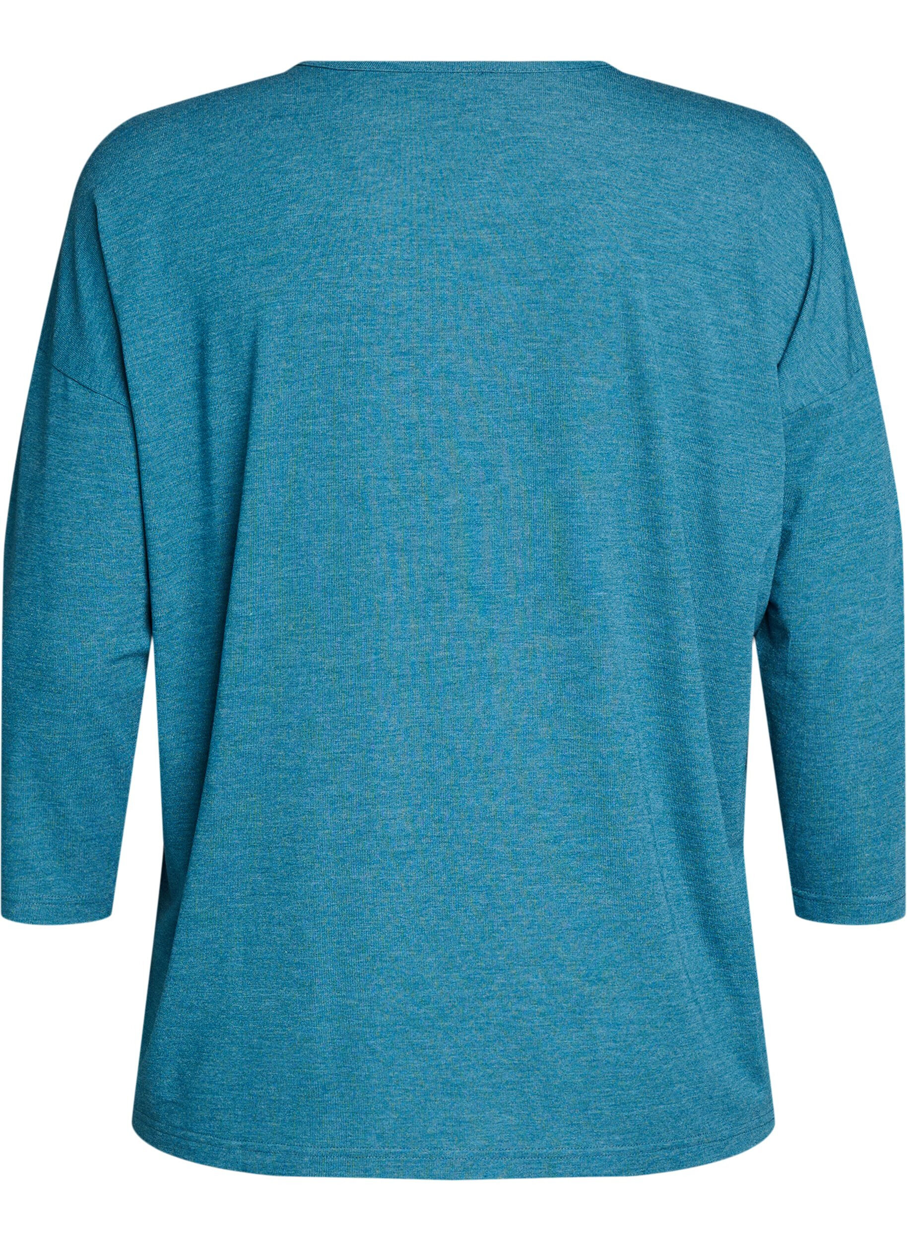 ZizziJersey bluse med 3/4 ermer, Bl&aring;, Packshot image number 1