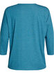 Jersey bluse med 3/4 ermer, Bl&aring;, Packshot image number 1