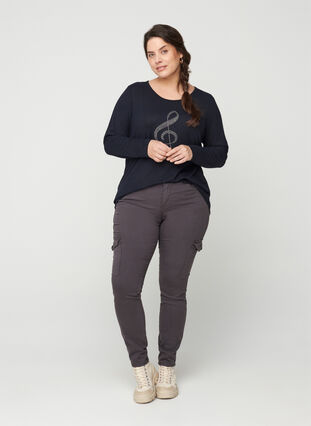 Tettsittende bukser med lommer, Grey, Model image number 0