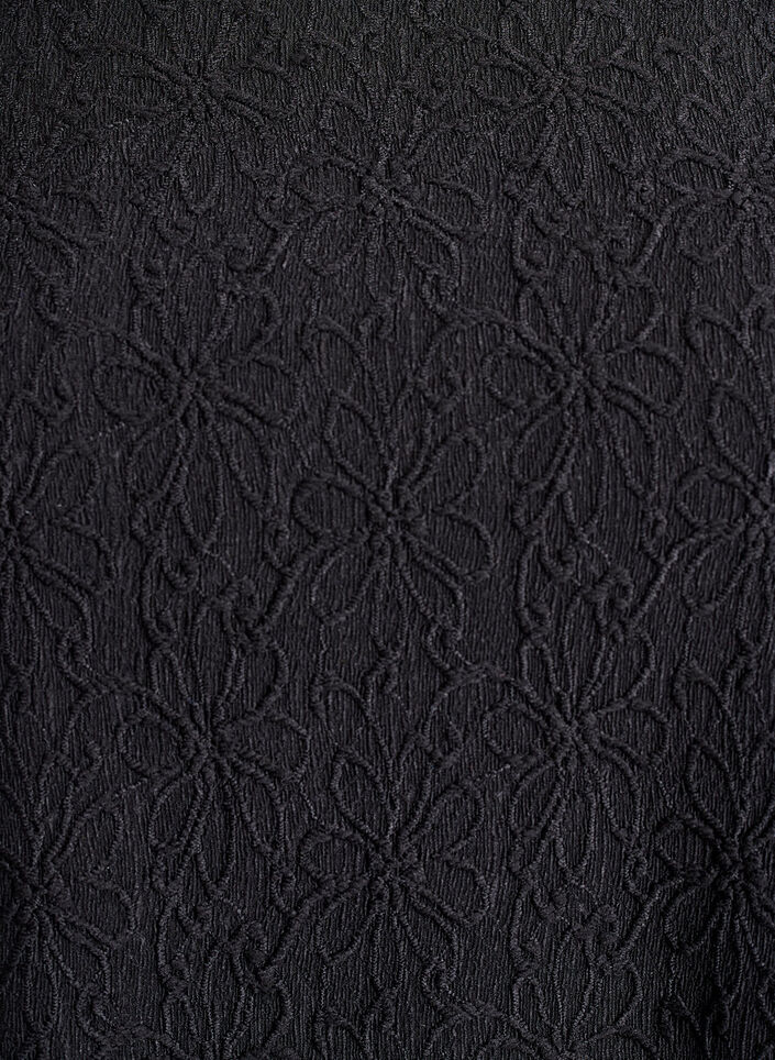Langermet bluse med blomstrete tekstur, Svart, Packshot image number 2