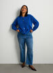 Cardigan i myk strikk med gullfargede knapper, Turkis, Model image number 1