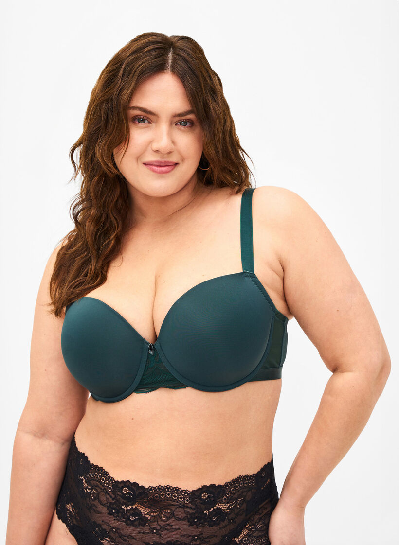 Formstøpt bh med mesh, Grønn, Model image number 0
