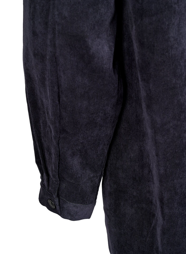 Lang cordfløyelskjole med knapper, Black, Packshot image number 4