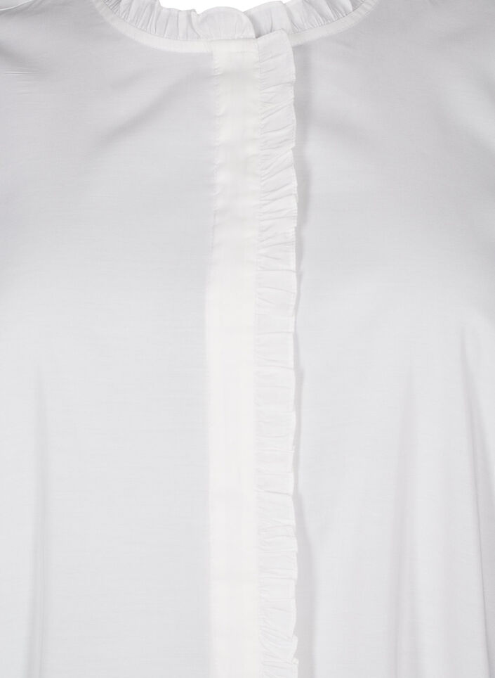 Skjortebluse med volanger og broderie anglaise, Hvit, Packshot image number 2