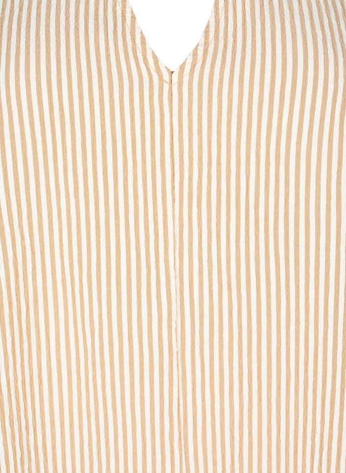 Stripete kjole med trekvartlange ermer, Camel Stripe, Packshot image number 2