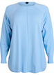 Strikkebluse med rund hals og strikket m&oslash;nster, Bl&aring;, Packshot image number 0