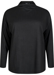 Høyk hals, langermet bluse, Black