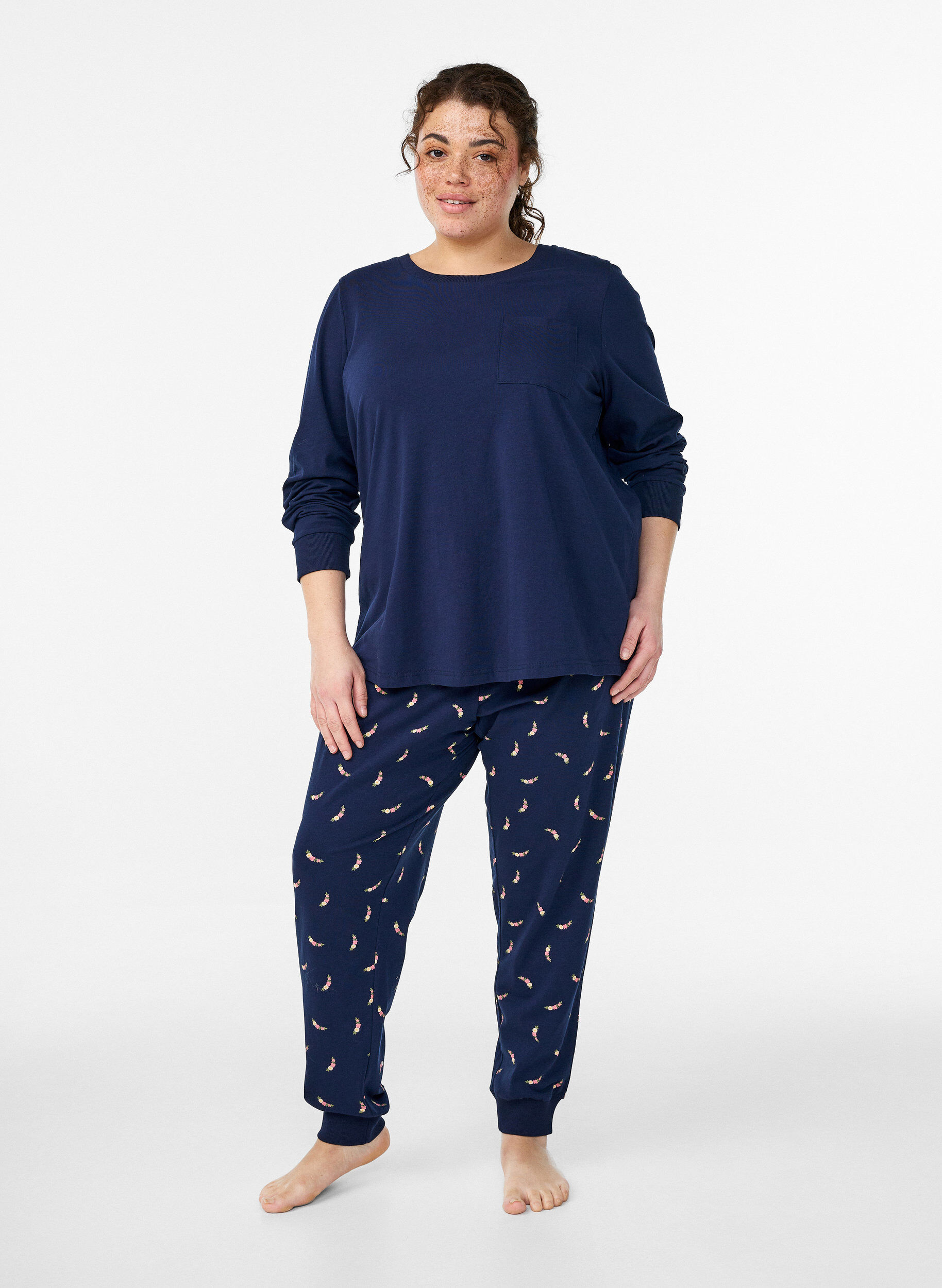 Trykte pyjamasbukser, Bl&aring;, Model