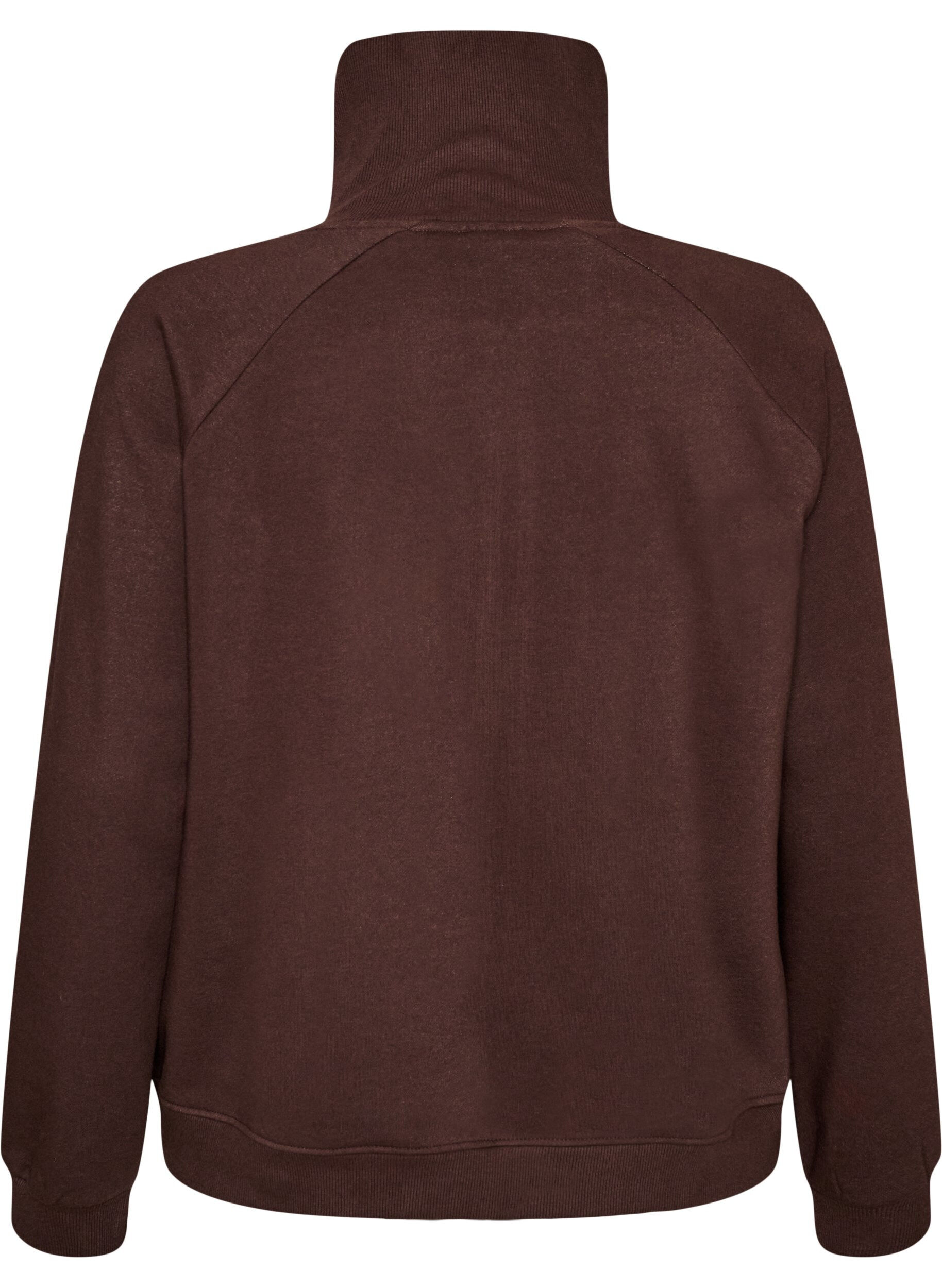 ZizziSweat cardigan med h&oslash;y krage og glidel&aring;s, Brun, Packshot image number 1