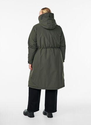 Zizzi Parka med hette og justerbar midje, Grønn, Model image number 2