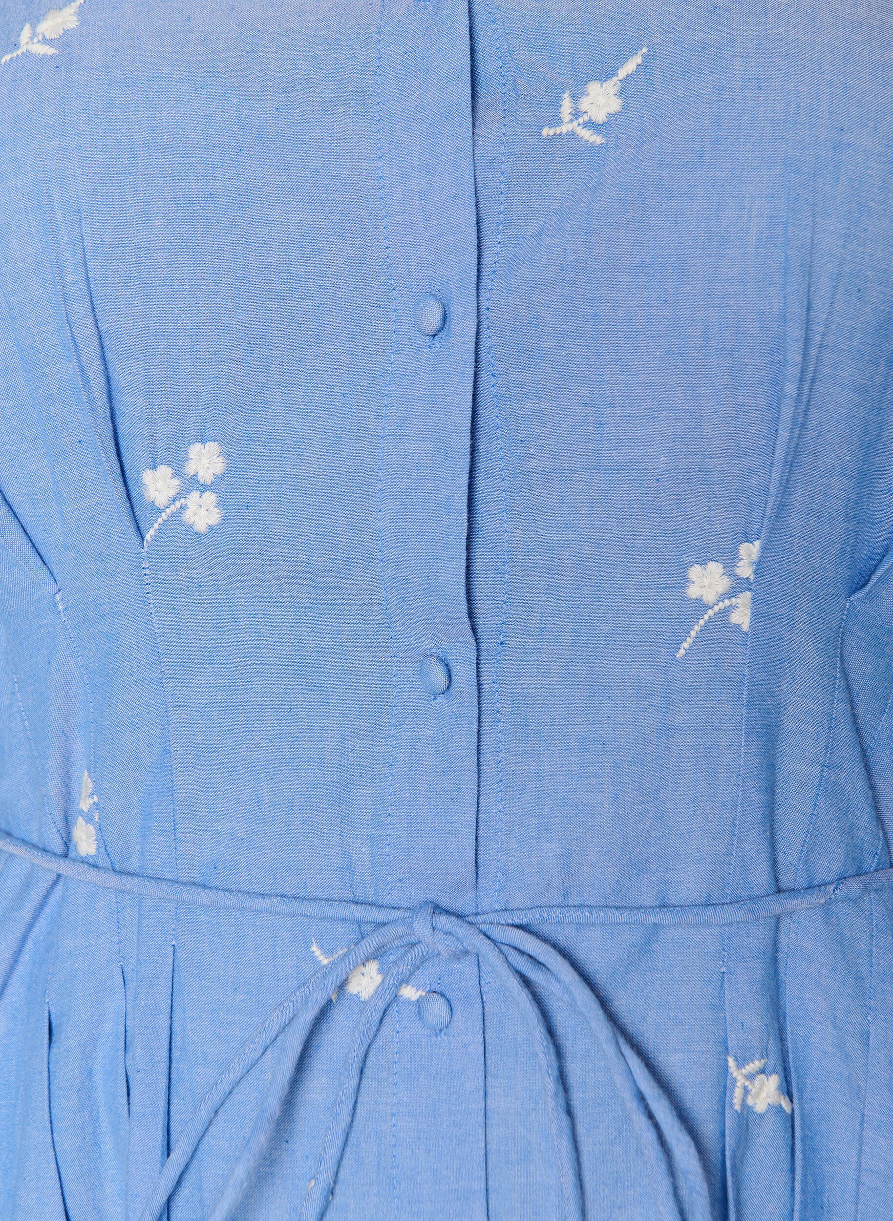 ZizziSkjortekjole i bomull med broderte blomster, Bl&aring;, Packshot image number 2